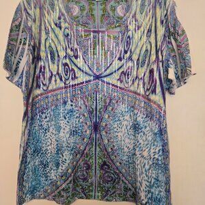 Impulse California‎ S/S purple and blue tunic top with sequins XL